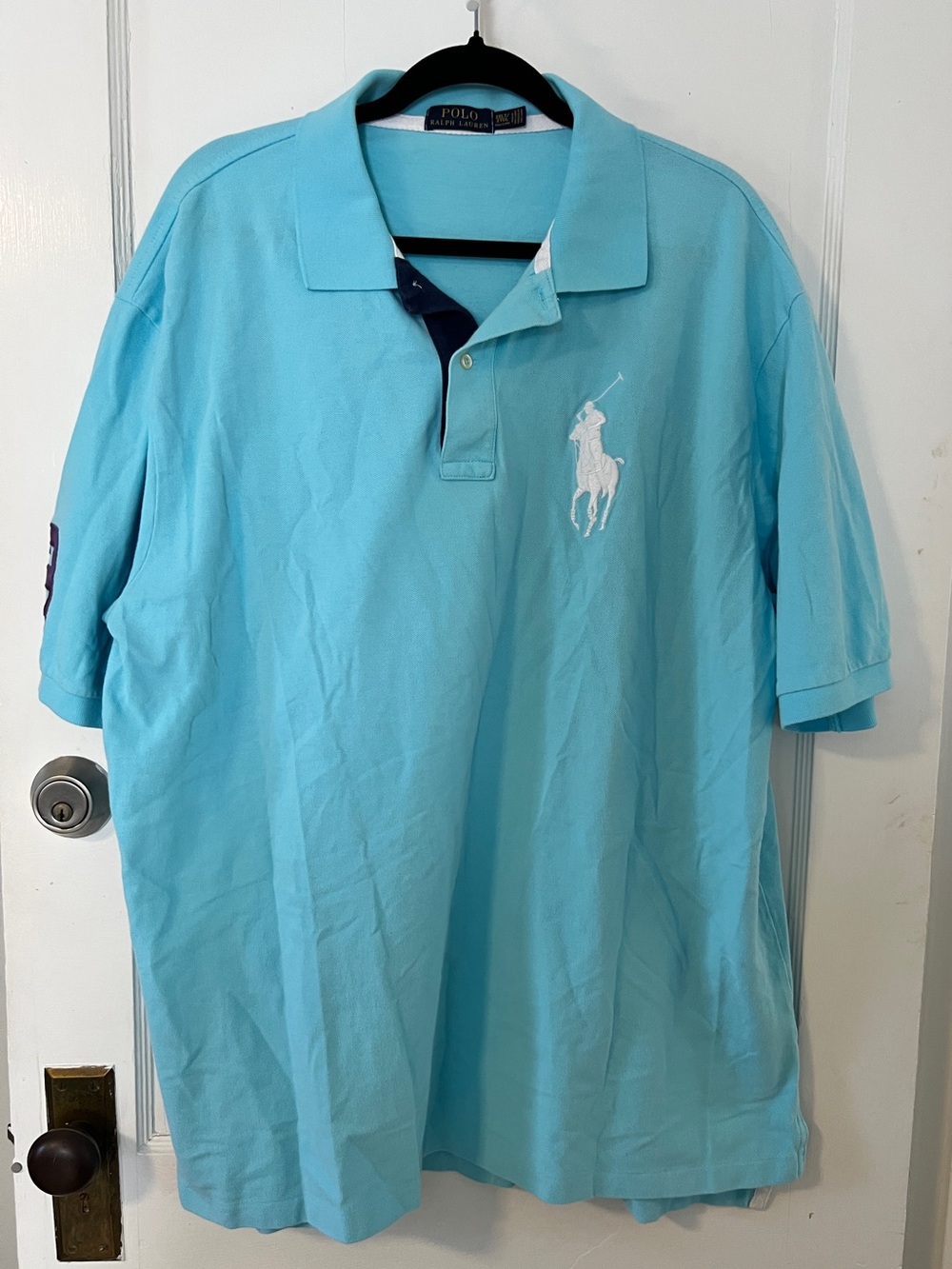 Vintage Polo Ralph Lauren Big Pony Polo teal / turquoise Blue 2XLT Y2K